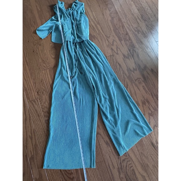 Cato Womens‎ Sz M Stretchy Ribbed Green One-Piece Jumpsuit Romper Party - Picture 9 of 10